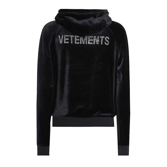 VETEMENTS velvet rhinestone hoodie size S